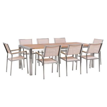 Beliani - GROSSETO - Tuinset voor 8 - Beige - RVS