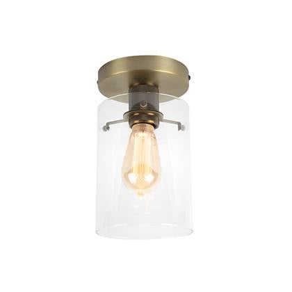 QAZQA Moderne plafondlamp met glas - Dome Brons