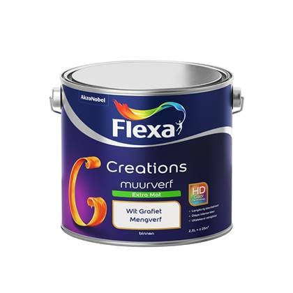 Flexa Creations Muurverf Extra Mat Wit Grafiet 2,5 liter