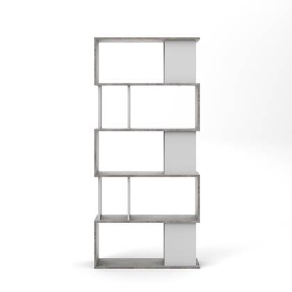 Hioshop Magda wandkast boekenkast met 5 legplanken, betondecor|wit.