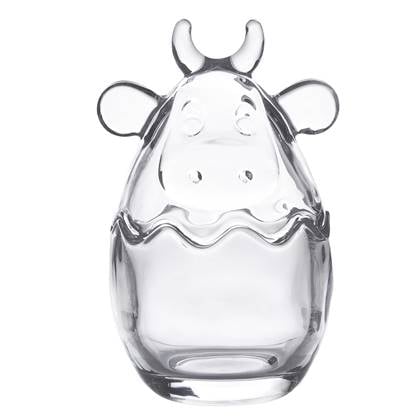 Clayre & Eef Glazen potje Koe Ø 8x14 cm Transparant Glas