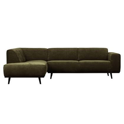 BePureHome Statement Hoekbank Links - Ribstof - Warm Green