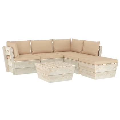 vidaXL 6-delige Loungeset met kussens pallet vurenhout