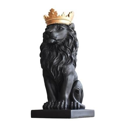 CASA DI ELTURO Decoratief beeld Royal Lion Zwart H35,5