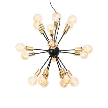 QAZQA Design hanglamp zwart met goud 18-lichts - Juul