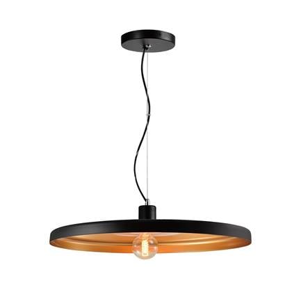 QUVIO Hanglamp rond met gouden binnenkant - Zwart