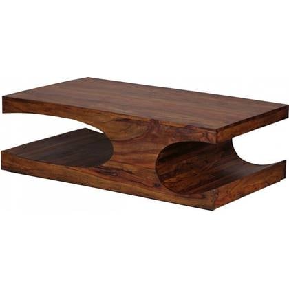 salontafel massief hout Sheesham 118 cm brede eettafel ontwerp donkerbruin landelijke stijl tafel