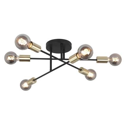 Highlight Plafondlamp Sticks 6 lichts Ø 70 cm goud zwart