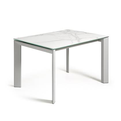 Kave Home - Axis uitschuifbare tafel van porselein met grijze poten 120 (180) cm
