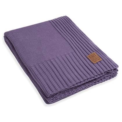 Knit Factory Uni Gebreid Plaid XL - Woondeken - Violet - 195x225 cm