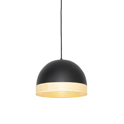 QAZQA Oosterse hanglamp met rotan 30 cm - Magna Rotan Zwart