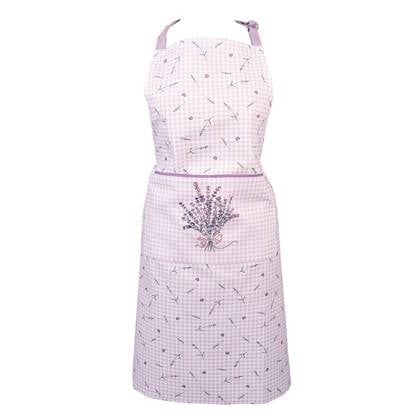 Clayre & Eef Keukenschort  70x85 cm Paars Wit Katoen Lavendel BBQ