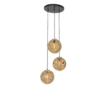 QAZQA Art deco hanglamp goud rond 3-lichts - Maro