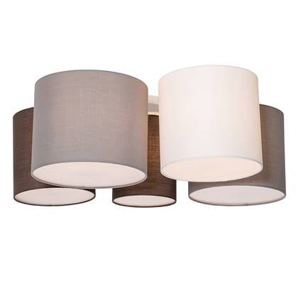 QAZQA Plafondlamp wit grijs en bruin 5-lichts - Multidrum