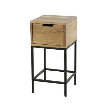 Hoyz - Nachtkastje XS flat | Massief acacia naturel Bruin, Zwart