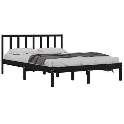 vidaXL Bedframe massief grenenhout zwart 150x200 cm