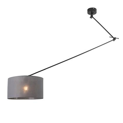 QAZQA Hanglamp zwart met kap 35 cm donkergrijs verstelbaar Blitz I