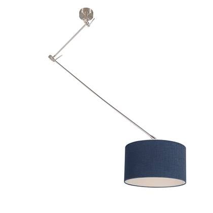 QAZQA Hanglamp staal met kap 35 cm blauw verstelbaar - Blitz