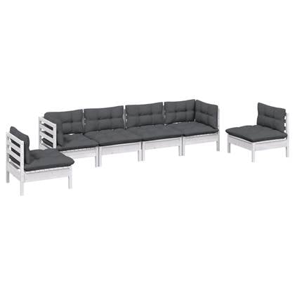 vidaXL 6-delige Loungeset met kussens massief grenenhout