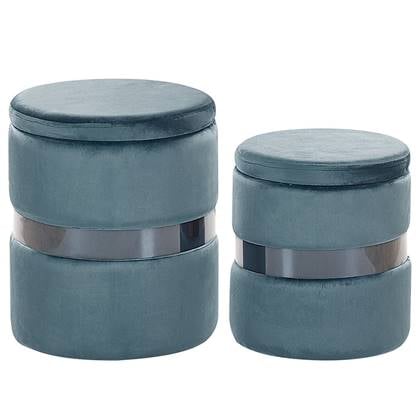 Beliani - DORIS - Poef - Zee - Fluweel Blauw