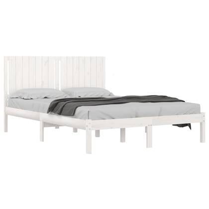 vidaXL Bedframe massief hout wit 150x200 cm