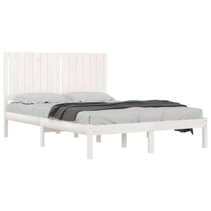 vidaXL Bedframe massief grenenhout wit 135x190 cm 4FT6 Double