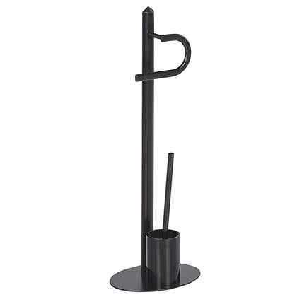 Beliani - SARTO - Toiletrol en borstelhouder - Zwart - Staal