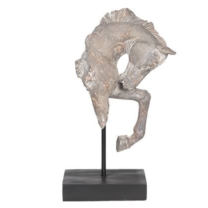 Clayre & Eef Beeld Paard 28x12x43 cm Grijs Kunststof