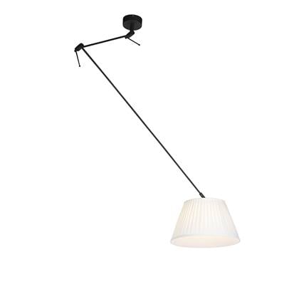 QAZQA Hanglamp zwart met plisse kap 35cm crème - Blitz