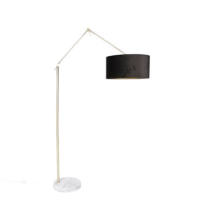 QAZQA Moderne vloerlamp goud velours kap zwart 50 cm - Editor