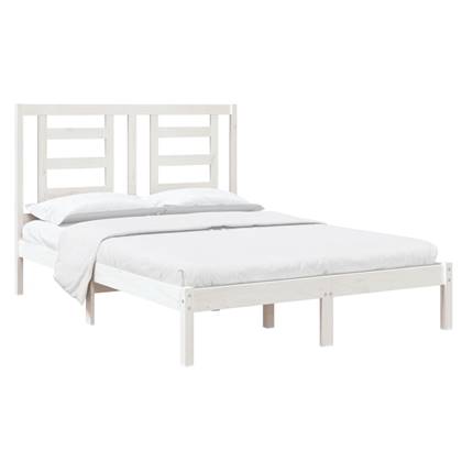 vidaXL Bedframe massief hout wit 120x190 cm 4FT Small Double