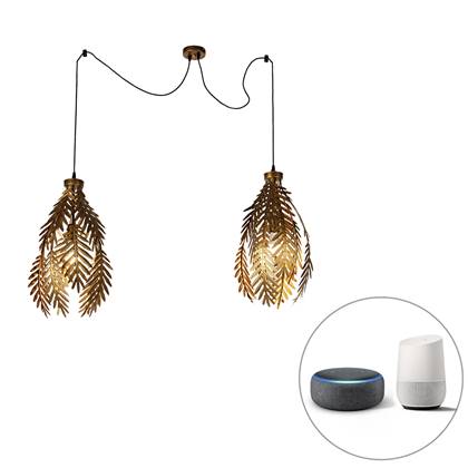 QAZQA Smart hanglamp goud 2-lichts incl. Wifi A60 - Botanica