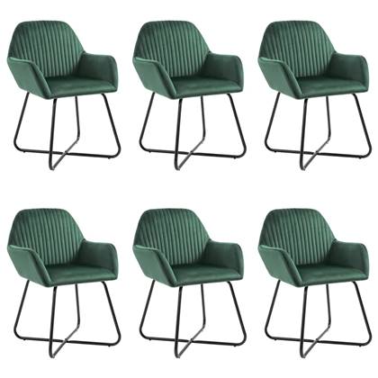 vidaXL Eetkamerstoelen 6 st fluweel groen