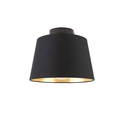 QAZQA Plafondlamp met katoenen kap met goud 25 cm - Combi Zwart
