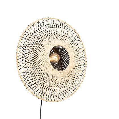 QAZQA Oosterse wandlamp bamboe 50 cm met stekker - Rina