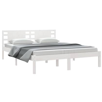 vidaXL Bedframe massief hout wit 150x200 cm