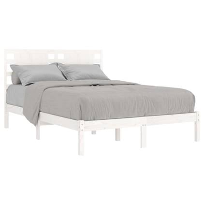 vidaXL Bedframe massief hout wit 120x190 cm 4FT Small Double