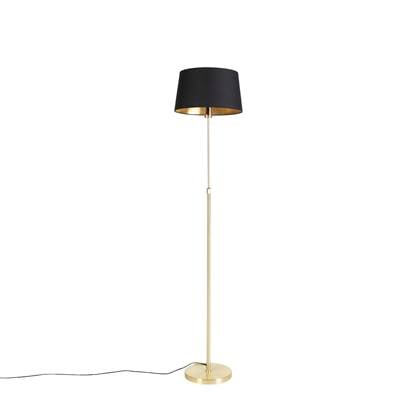 QAZQA Vloerlamp goud|messing met zwarte kap 35 cm verstelbaar - Parte