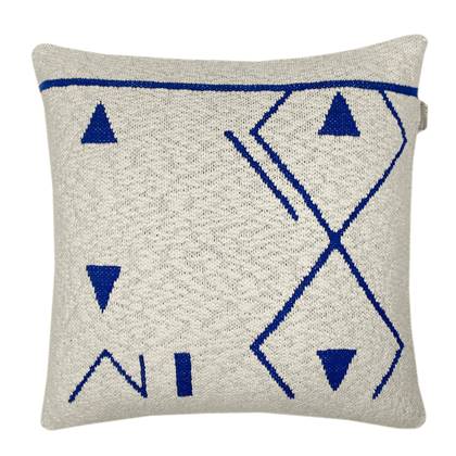 Fantasy line knitted cushion blue