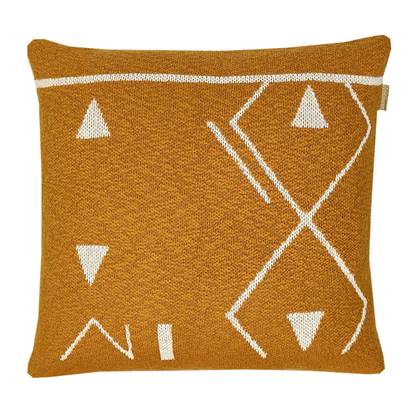 Fantasy line knitted cushion yellow