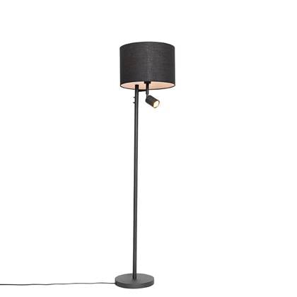 QAZQA Vloerlamp met witte binnenkant en leeslamp - Jelena Zwart