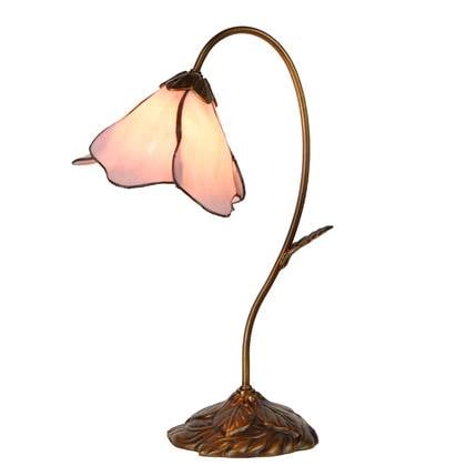 Clayre & Eef Tiffany Tafellamp 30x48 cm Roze Glas Tiffany Bureaulamp