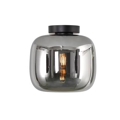 Artdelight Plafondlamp Preston Zwart & Smoke Glas 24cm