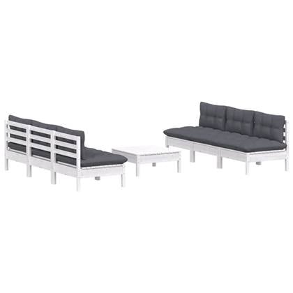 vidaXL 7-delige Loungeset met antracietkleurige kussens grenenhout