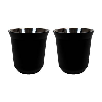 Krumble Espressokopjes staal set van 2 - Zwart