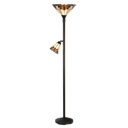 LumiLamp Vloerlamp Tiffany Ø 30*178 cm E27-max 1*100W E14-max 1*25W Multi Metaal-glas Art Deco 5LL-5