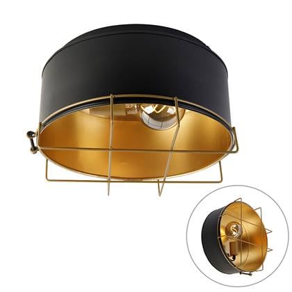 QAZQA Plafondlamp barril Zwart Industrieel D 35cm