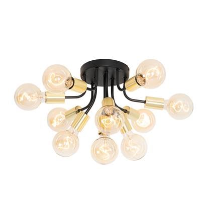 QAZQA Design plafondlamp zwart met goud 10-lichts - Juul