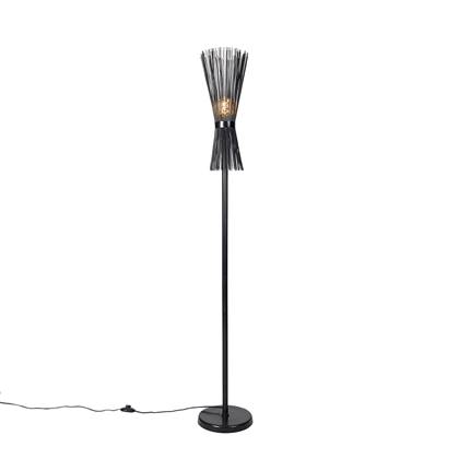 QAZQA Art Deco vloerlamp zwart - Broom