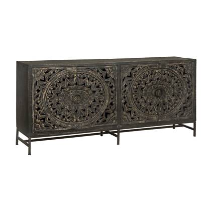 Tower Living | Casina Dressoir met 4 deurtjes | Teakhout | Zwart | 200